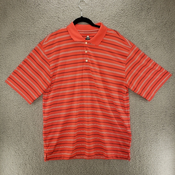 Bolle Golf Tech Pull Over Red, Blu & White Striped Polo Shirt Sz L. - Picture 1 of 10